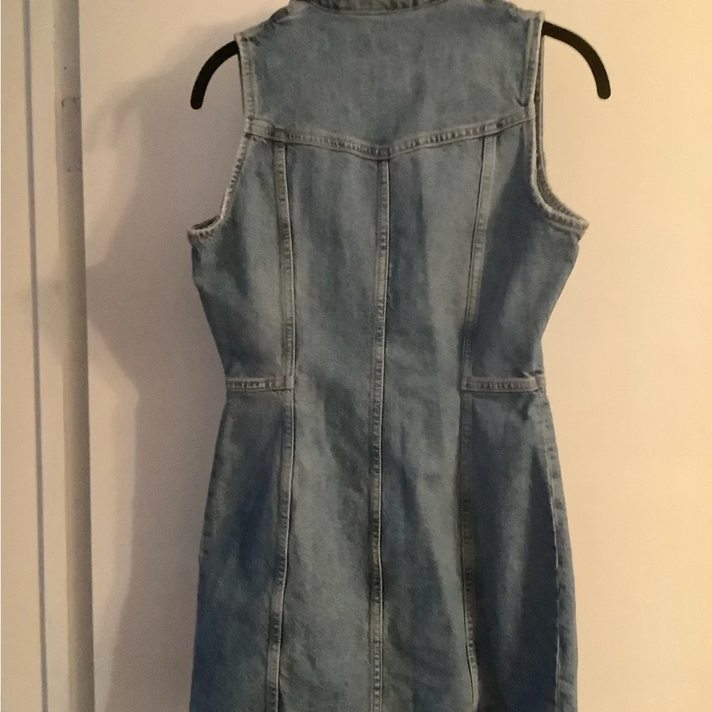 Zara Light Blue Denim Sleeveless Zip-Front Dress - Picture 2 of 2